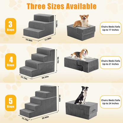 3-5 Step Right Angled Foam Dog Stairs for Small Dogs