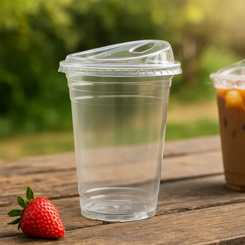 Clear Plastic Cups with Lids 10 Pack