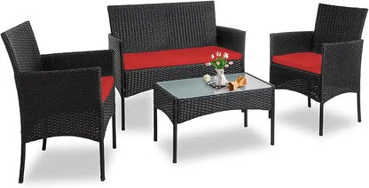 4 Piece Outdoor Wicker Patio  Furniture Set