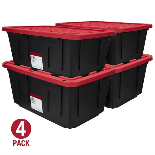 (Pack of 4) 27 Gallon Large Storage Bin with Lid