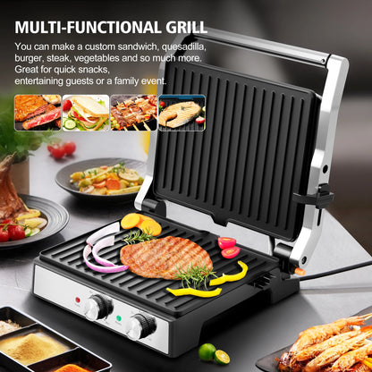 1500W 4-Slice Panini Press With Timer