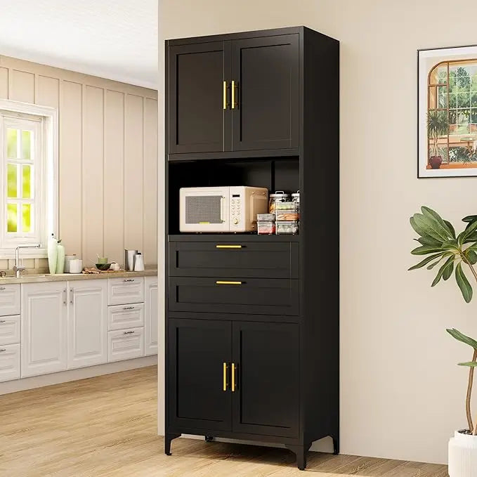 White Pantry Cabinet with Drawers