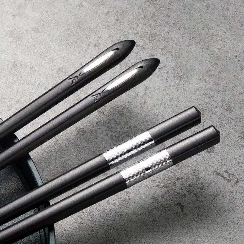 10-Pack Black Alloy Chopsticks