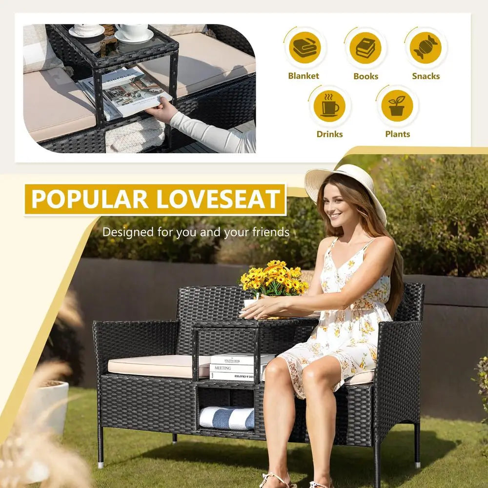 Patio Loveseat Modern Rattan