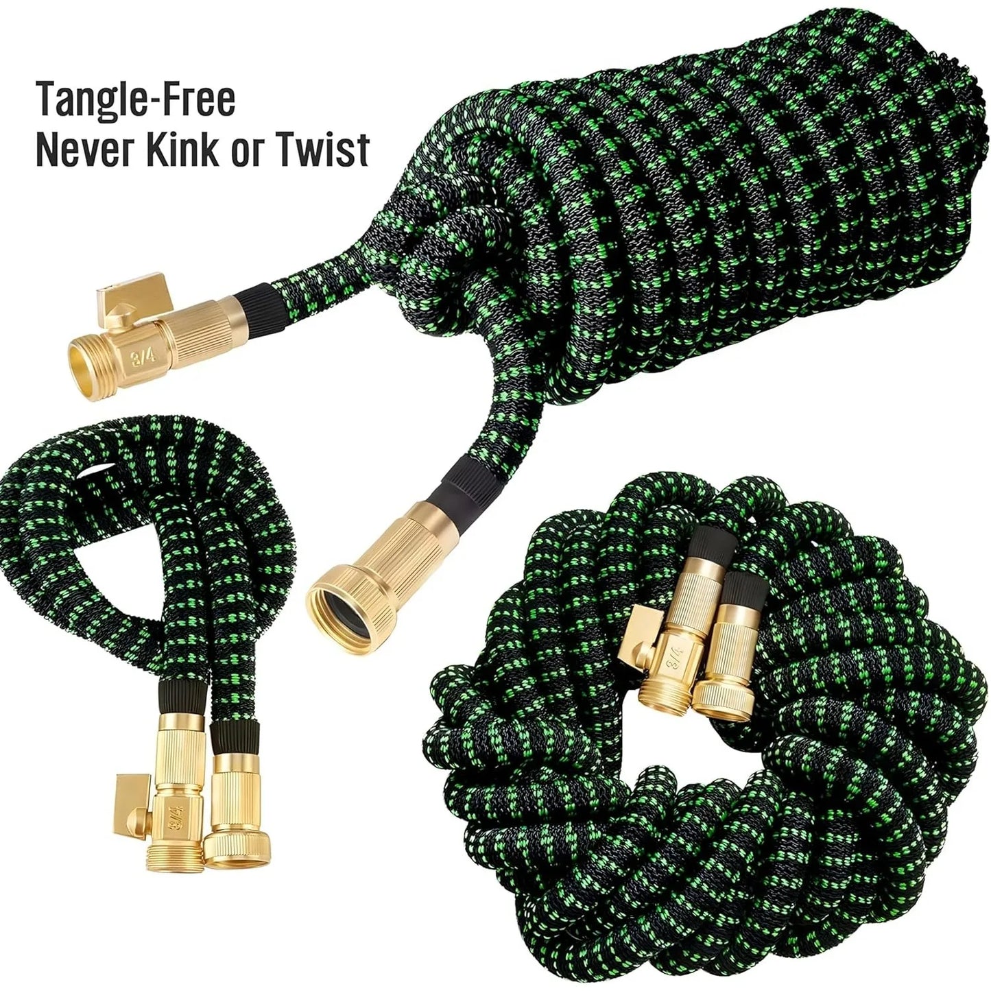 Non-Expandable Garden Hose with 10 Function Nozzles