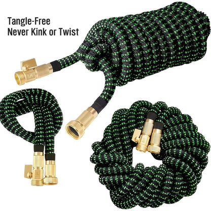 Non-Expandable Garden Hose with 10 Function Nozzles