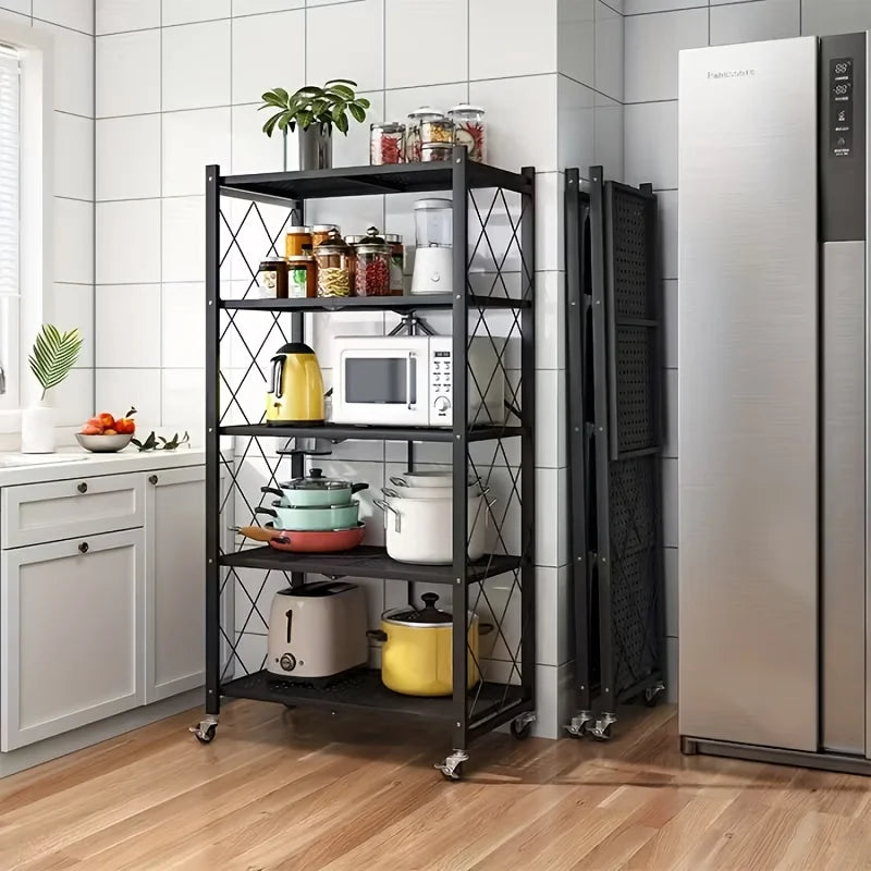 Folding Storage Rack, No Installation, with Wheels