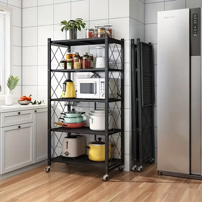 Folding Storage Rack, No Installation, with Wheels