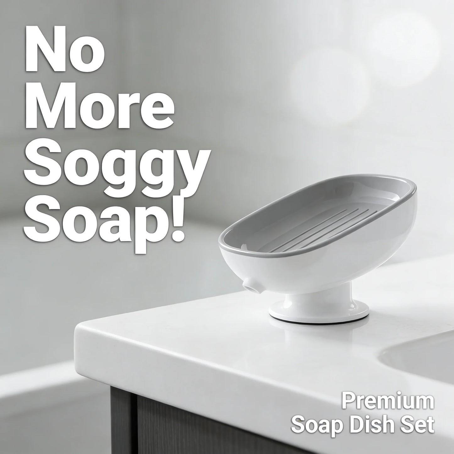 Suction Cup Soap Dish Self-Draining